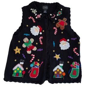 Vintage Designers Studio Original Christmas‎ Santa Vest Embroidered Medium